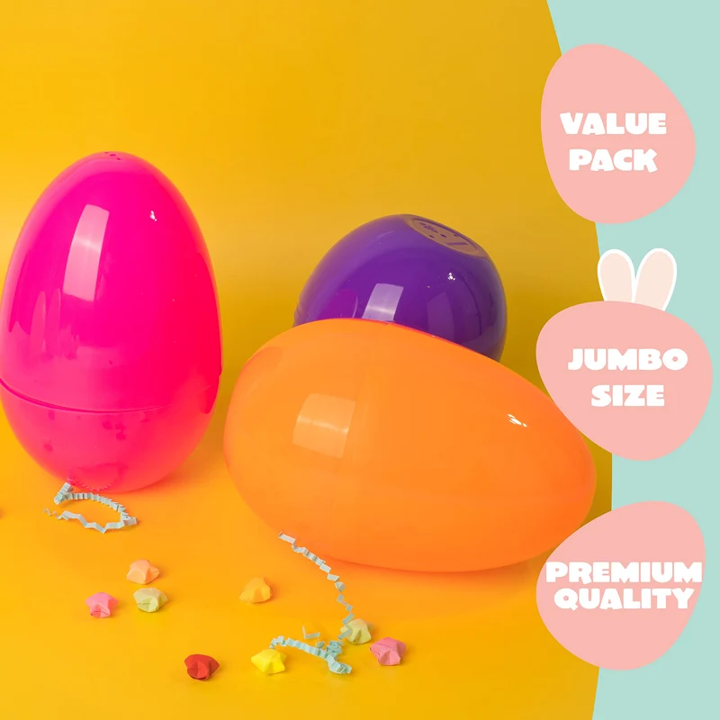 12Pcs Jumbo Plastic Easter Eggs Bright Colors Hunt Basket Stuffers
