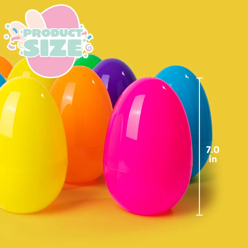 12Pcs Jumbo Plastic Easter Eggs Bright Colors Hunt Basket Stuffers