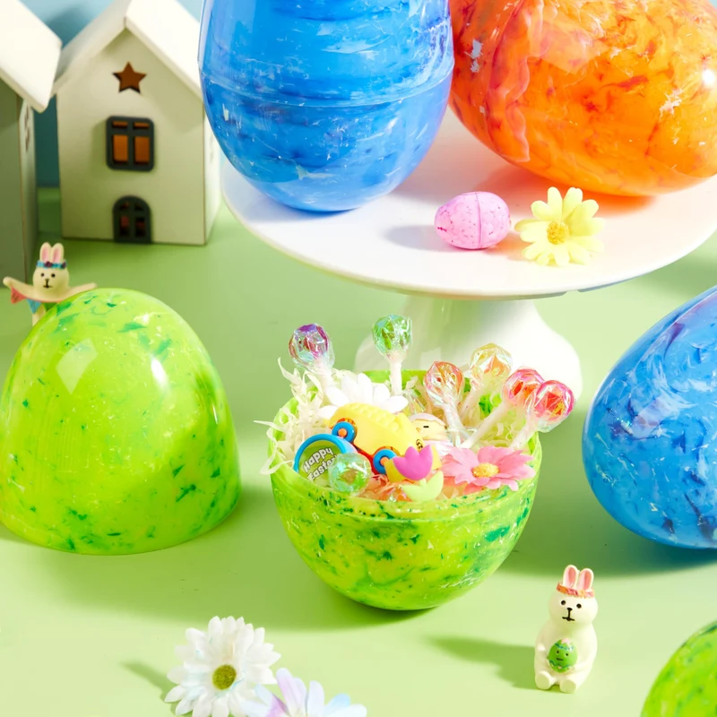 12Pcs Jumbo Marble Fillable Plastic Easter Eggs Hunt Basket Stuffers