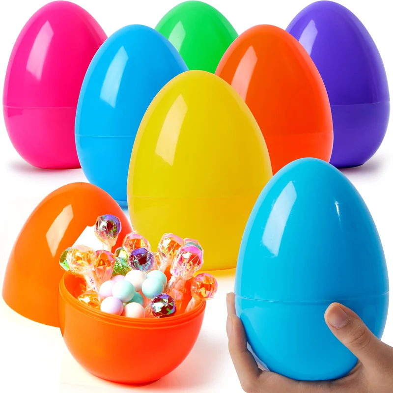 6 Pcs Jumbo 6" Fillable Plastic Easter Eggs - Colorful Assorted Party Favors