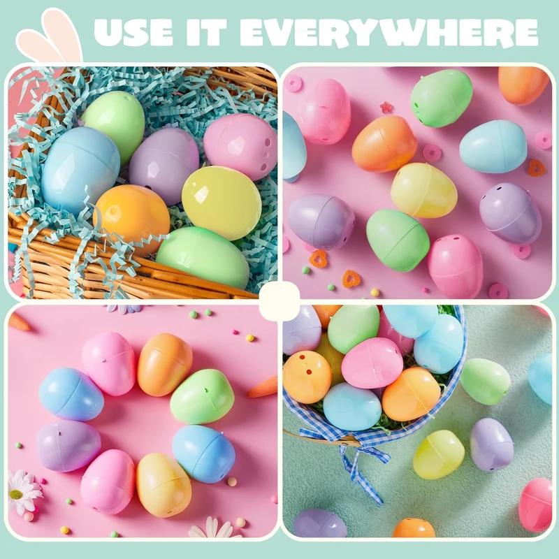 1000Pcs 2.3in Colorful Bright Plastic Pastel Easter Eggs for Easter Hunt