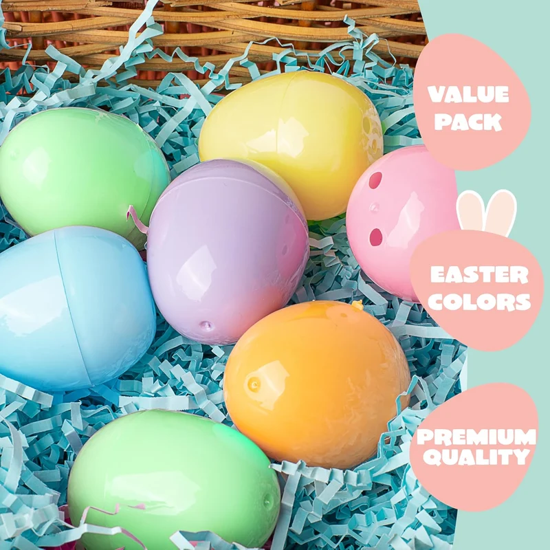 300Pcs 2.3in Colorful Bright Plastic Pastel Easter Eggs for Easter Hunt