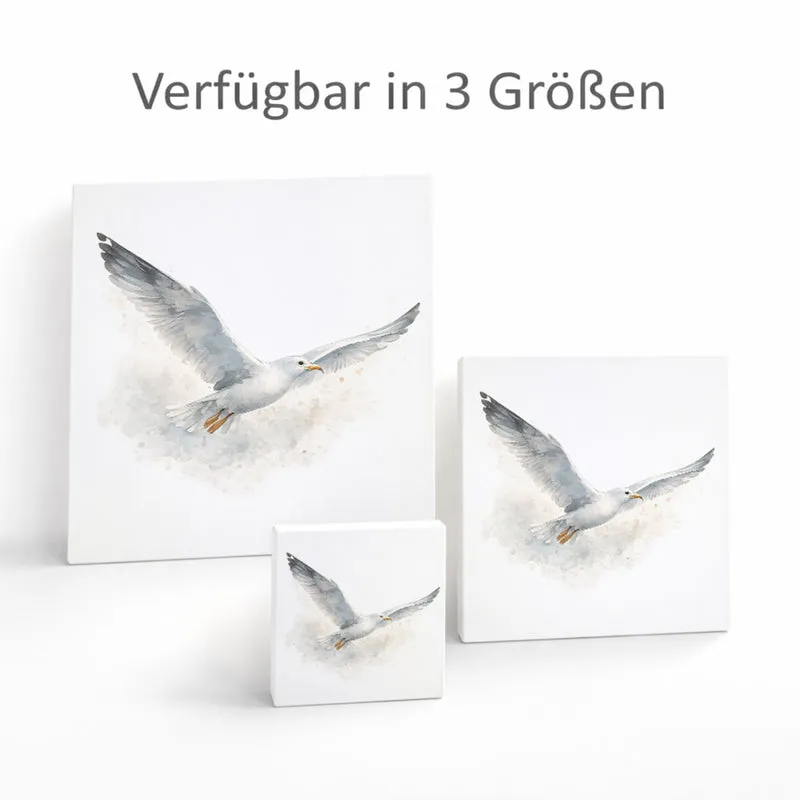 Küstenklänge Möwe Holzbild in 10x10 cm zum Stellen oder Aufhängen