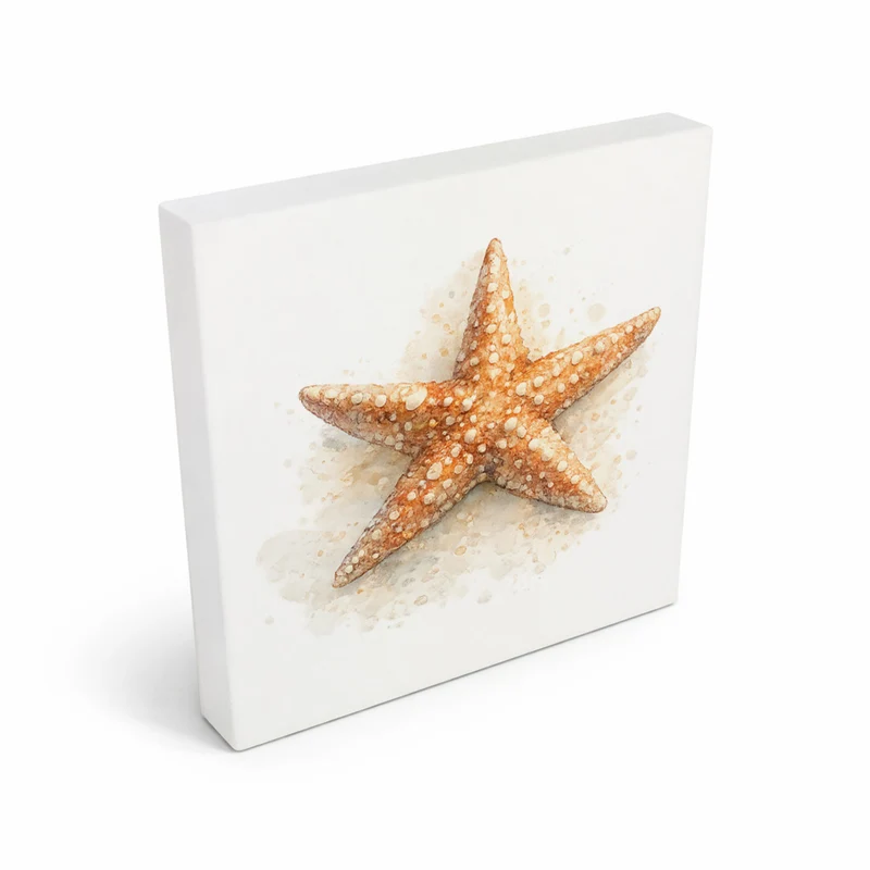 Küstenklänge Seestern Holzbild in 10x10 cm zum Stellen oder Aufhängen