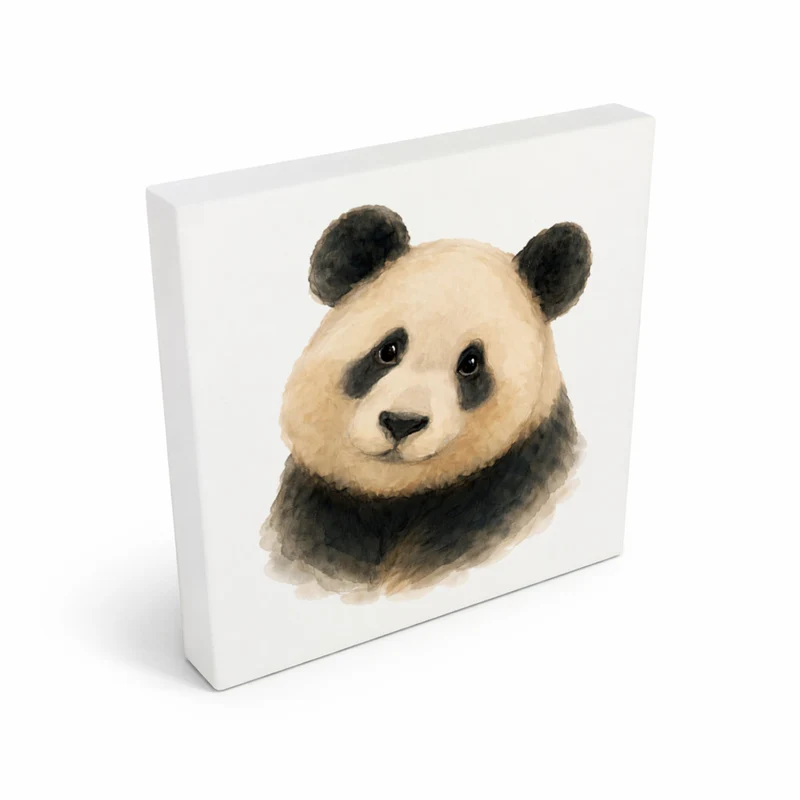 Pandaglück Panda Portrail Holzbild in 10x10 cm zum Stellen oder Aufhängen