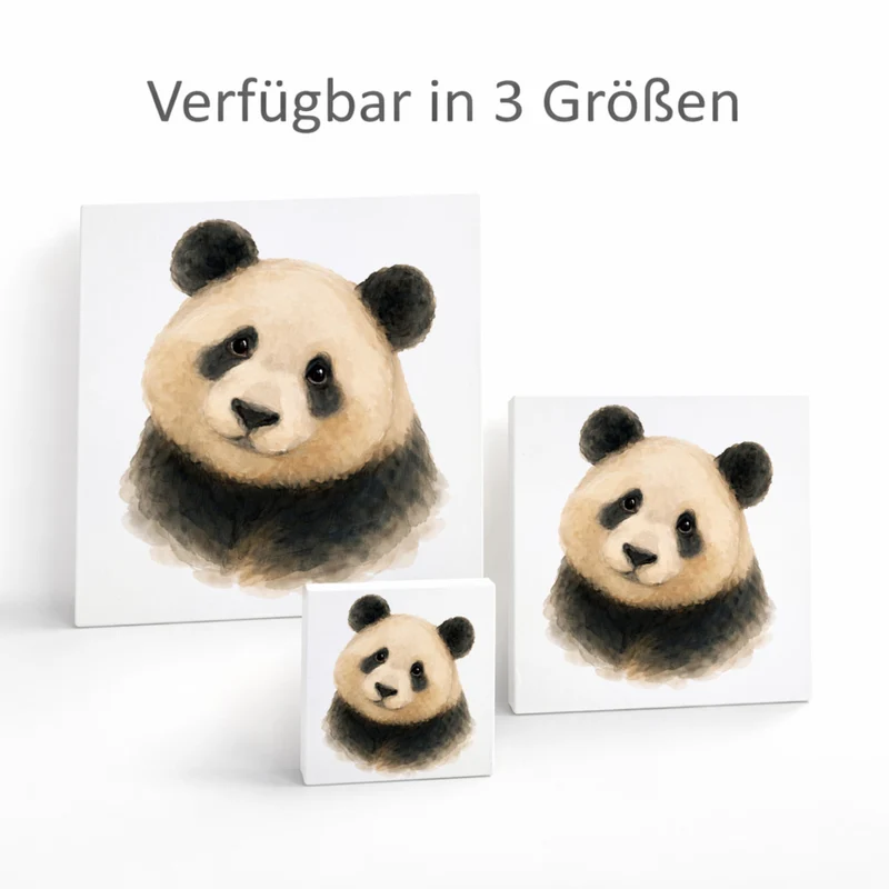 Pandaglück Panda Portrail Holzbild in 10x10 cm zum Stellen oder Aufhängen