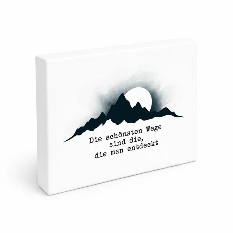 Bergsilhouette Die schönsten Wege Holzbild in 20x15 cm zum Stellen oder Aufhängen