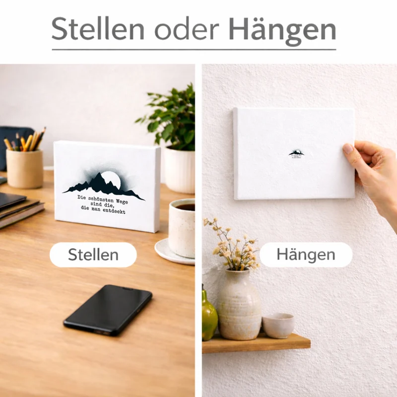 Bergsilhouette Die schönsten Wege Holzbild in 20x15 cm zum Stellen oder Aufhängen