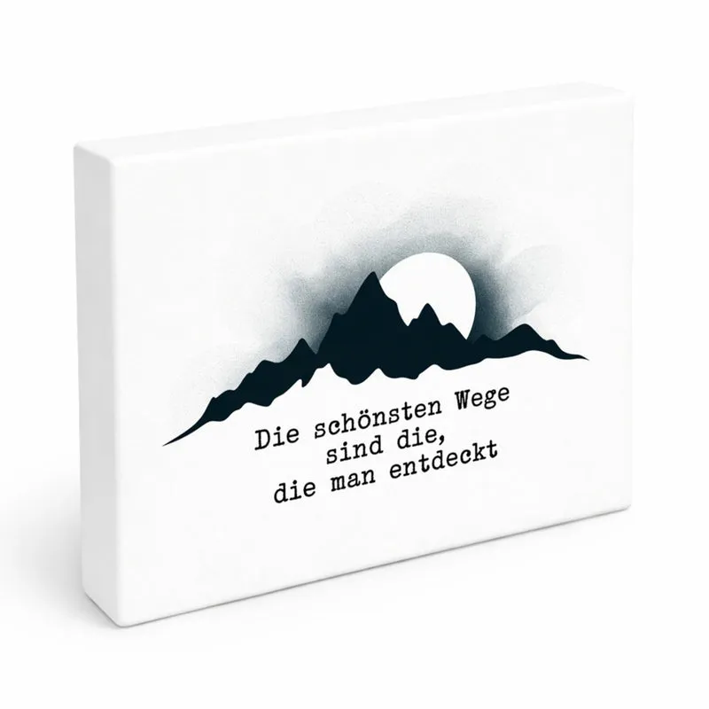 Bergsilhouette Die schönsten Wege Holzbild in 20x15 cm zum Stellen oder Aufhängen