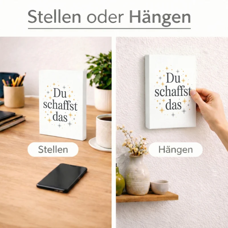 Du schaffst das Holzbild in 20x15 cm zum Stellen oder Aufhängen