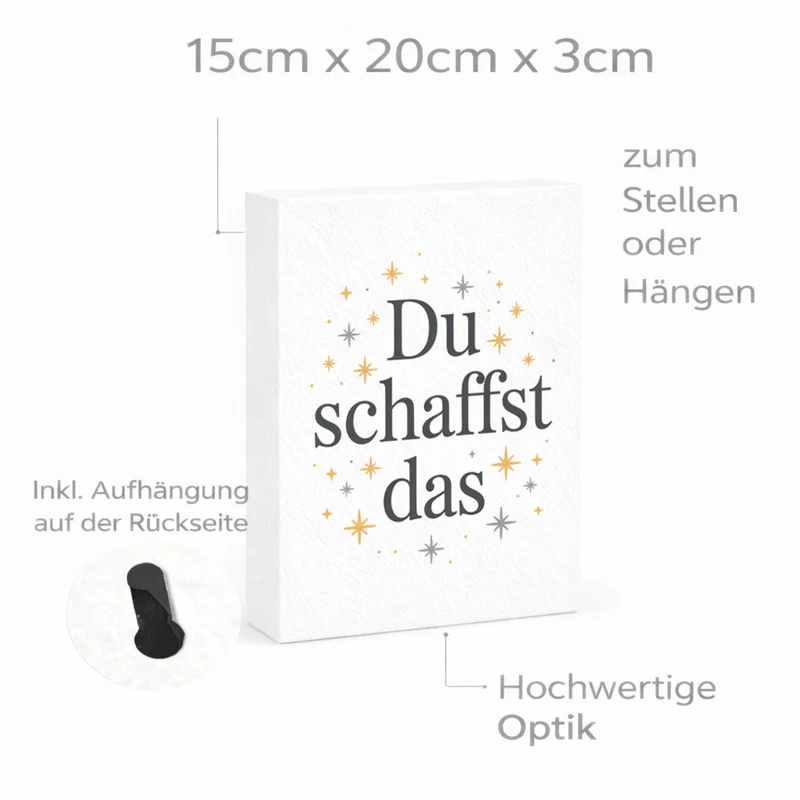 Du schaffst das Holzbild in 20x15 cm zum Stellen oder Aufhängen