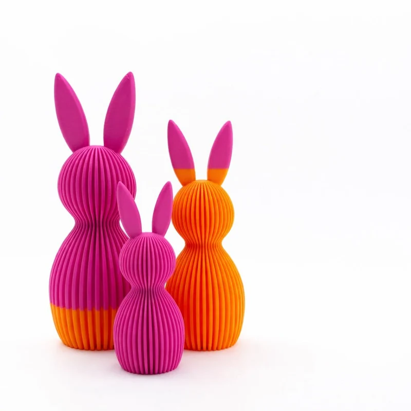 3 Osterhasen aus dem 3D Drucker - Pink Orange