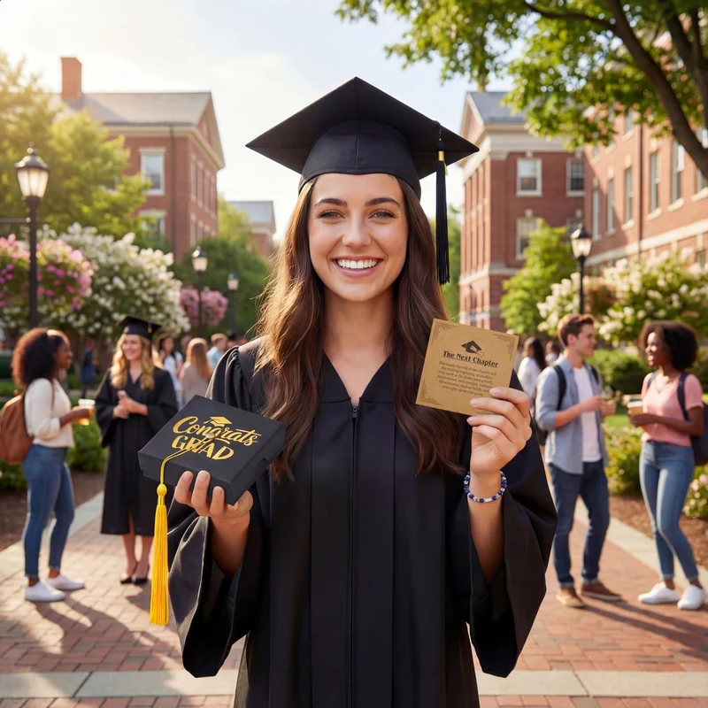 2026 Dark Blue Graduation Bracelet with Greeting Card and Gift Box for Women, Graduation Gifts