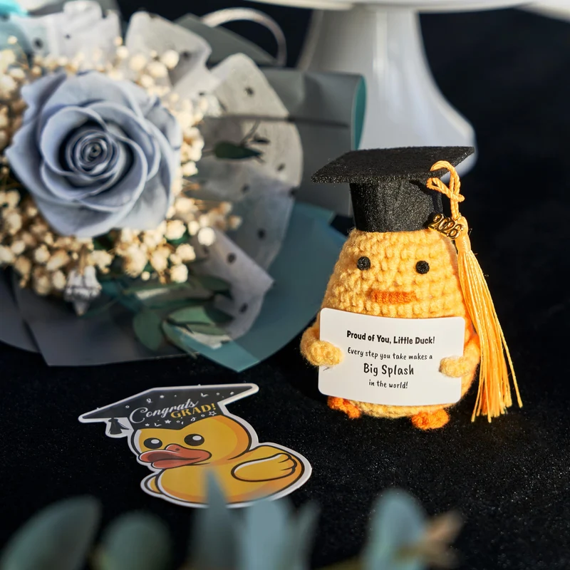 2026 Handmade Crochet Graduation Plush Duck for High School College Toddler Grad Gifts