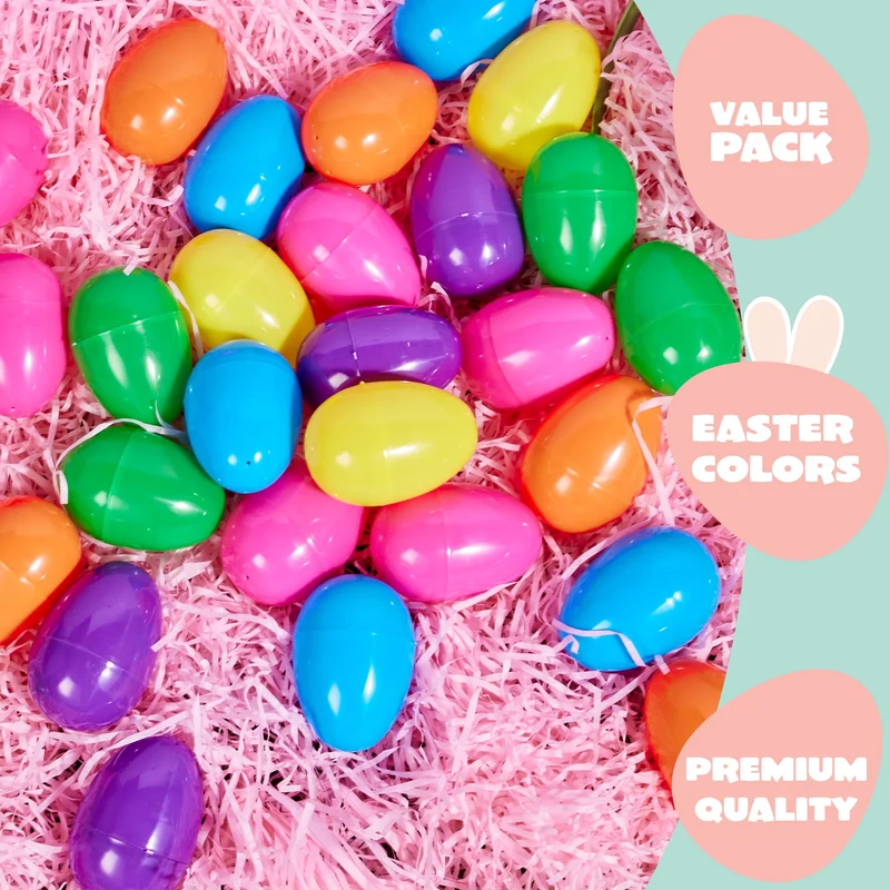 500PCS Fillable Plastic Eggs Empty Colorful Bright Eggshells 3.15"