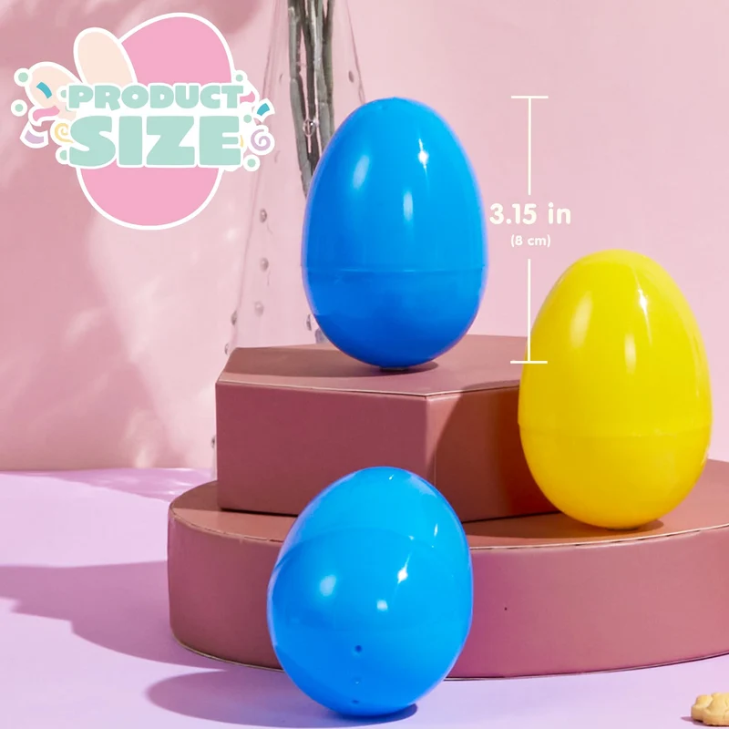 200PCS Fillable Plastic Eggs Empty Colorful Bright Eggshells 3.15"