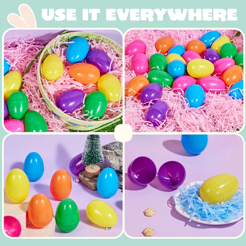 50PCS Fillable Plastic Eggs Empty Colorful Bright Eggshells 3.15"