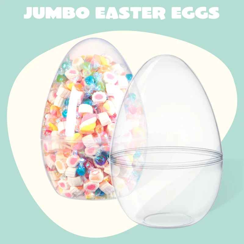 10" Transparent Jumbo Easter Eggs, 8 PCS
