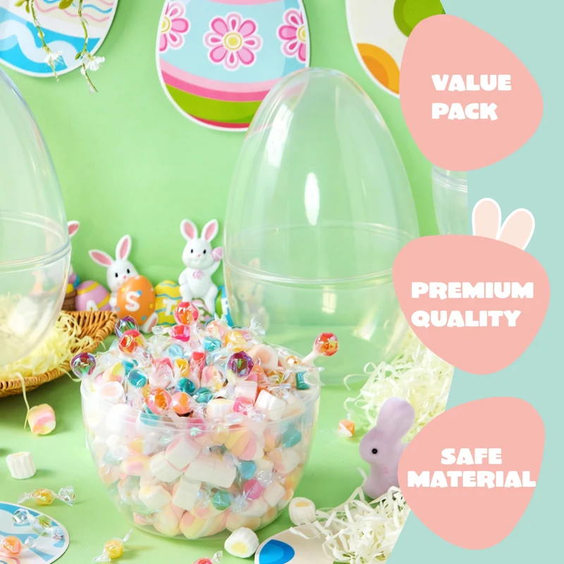 10" Transparent Jumbo Easter Eggs, 8 PCS
