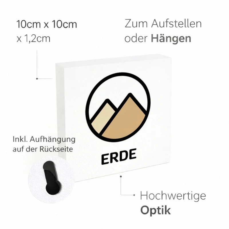 Natur Energie Berge Holzbild in 10x10 cm zum Stellen oder Aufhängen