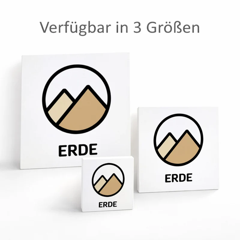 Natur Energie Berge Holzbild in 10x10 cm zum Stellen oder Aufhängen