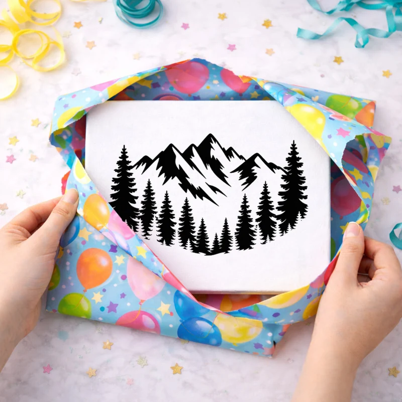 Berge und Wald Holzbild in 20x15 cm zum Stellen oder Aufhängen für Naturfreunde