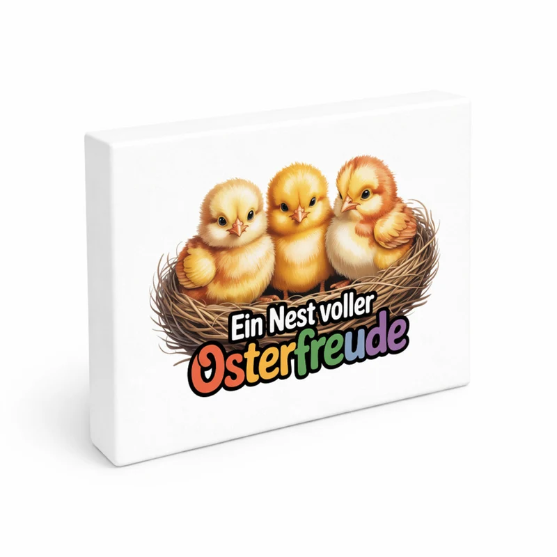 Oster-Küken Holzbild in 20x15 cm zum Stellen oder Aufhängen Ein Nest voller Osterfreude