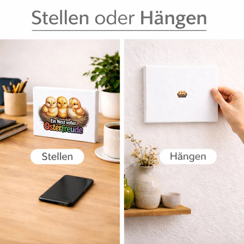 Oster-Küken Holzbild in 20x15 cm zum Stellen oder Aufhängen Ein Nest voller Osterfreude