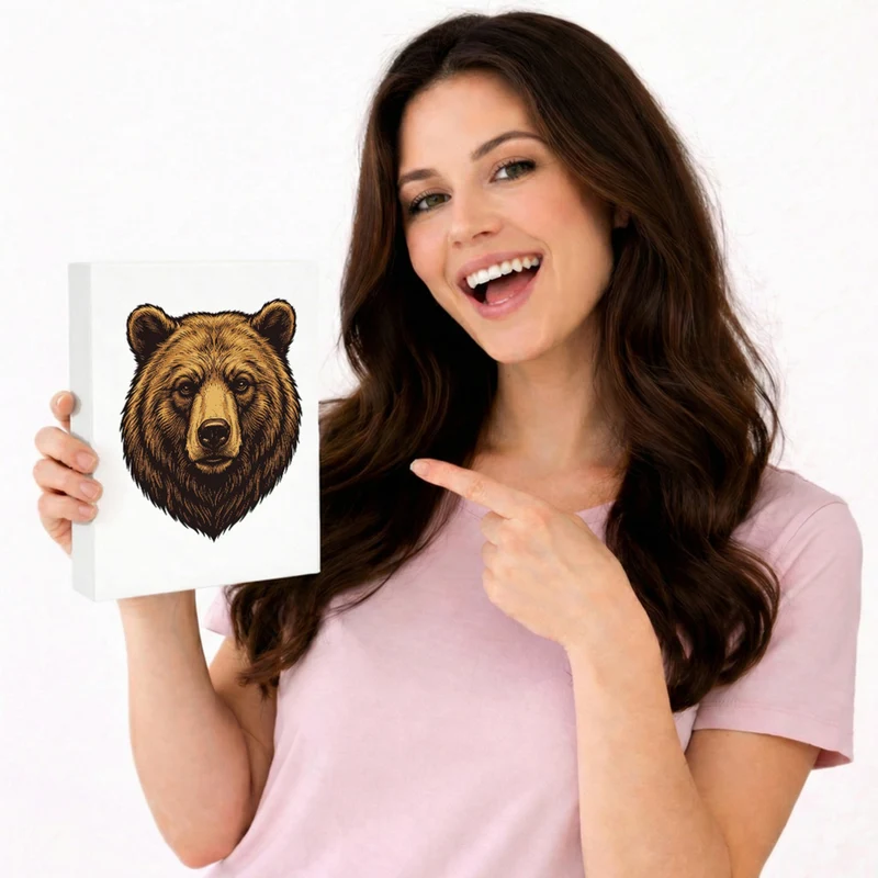 Braunbär Holzbild in 20x15 cm zum Stellen oder Aufhängen für Naturliebhaber
