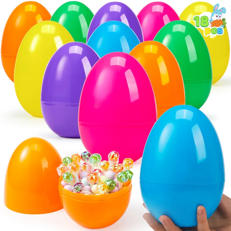 12Pcs Large Plastic Easter Eggs, 6 Inches Colorful Jumbo Eggs Fillable