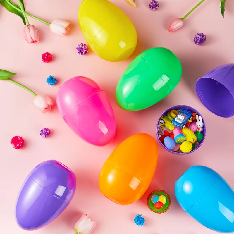 12Pcs Large Plastic Easter Eggs, 6 Inches Colorful Jumbo Eggs Fillable