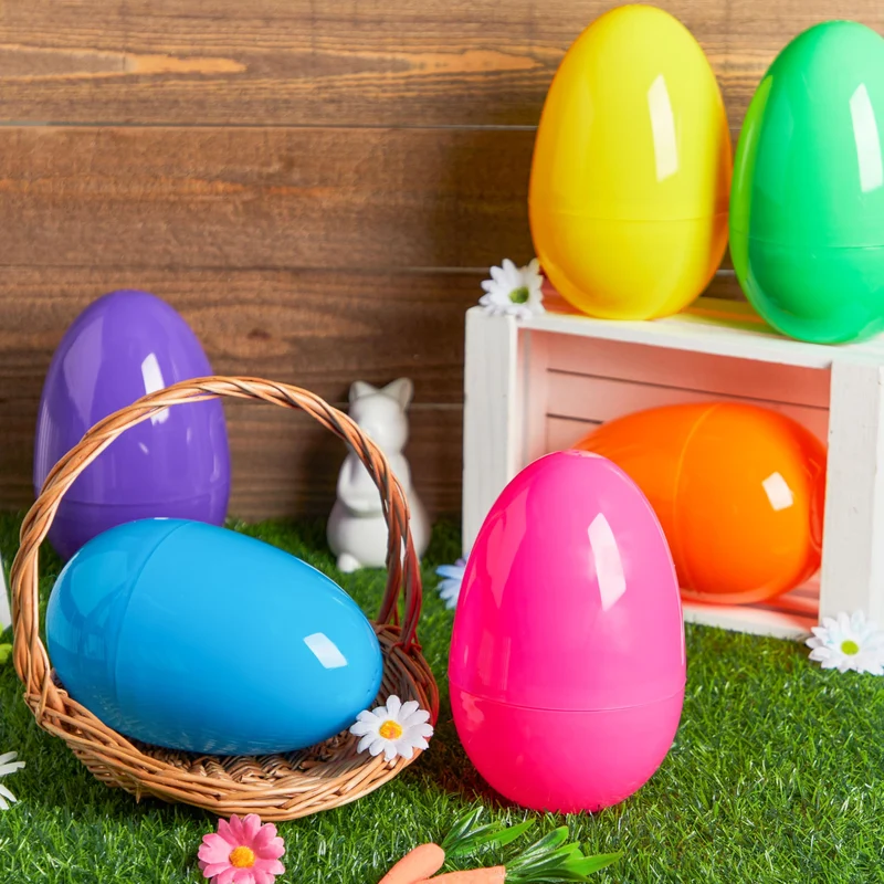 12Pcs Large Plastic Easter Eggs, 6 Inches Colorful Jumbo Eggs Fillable