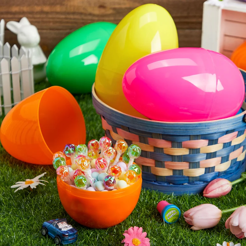 12Pcs Large Plastic Easter Eggs, 6 Inches Colorful Jumbo Eggs Fillable