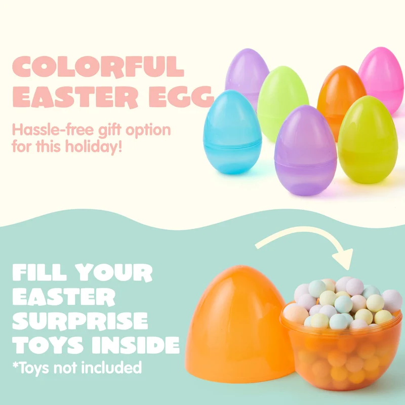 6Pcs Large Clear Easter Eggs, 6 Inches Jumbo Plastic Eggs Fillable for Easter Hunt