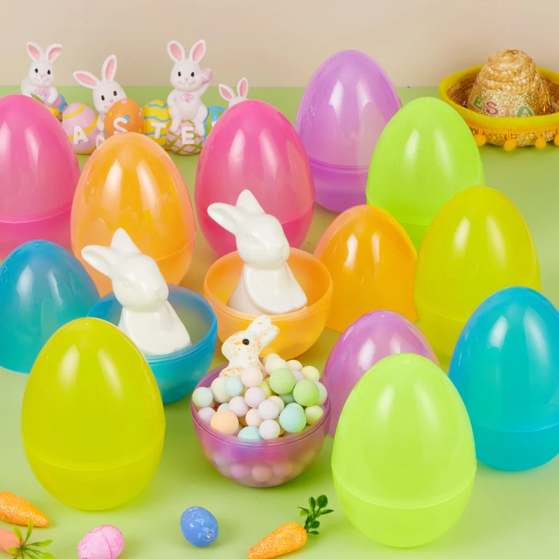 6Pcs Large Clear Easter Eggs, 6 Inches Jumbo Plastic Eggs Fillable for Easter Hunt