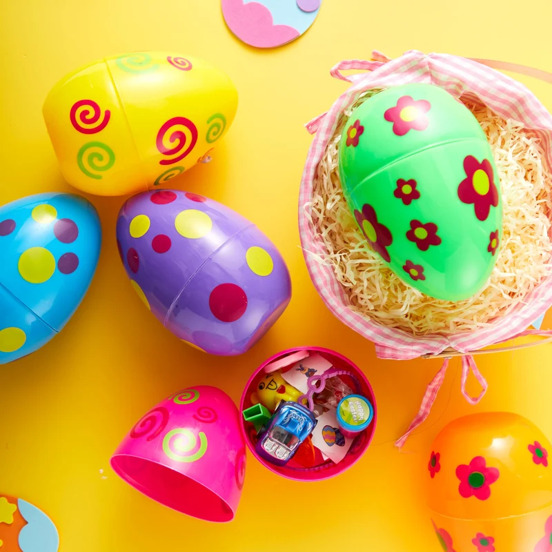 6 Pcs Large Printed Easter Eggs - 6 Inches Jumbo Plastic Eggs Fillable for Easter Hunt