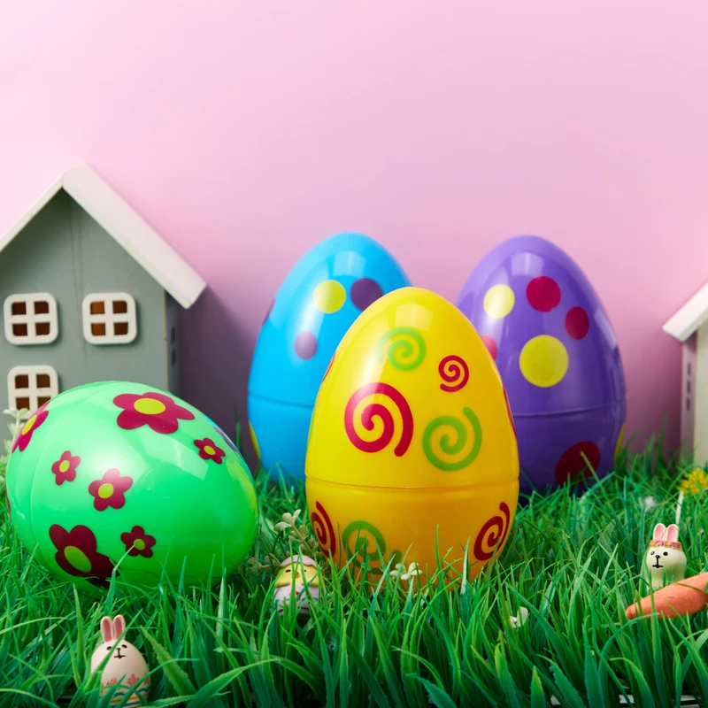6 Pcs Large Printed Easter Eggs - 6 Inches Jumbo Plastic Eggs Fillable for Easter Hunt