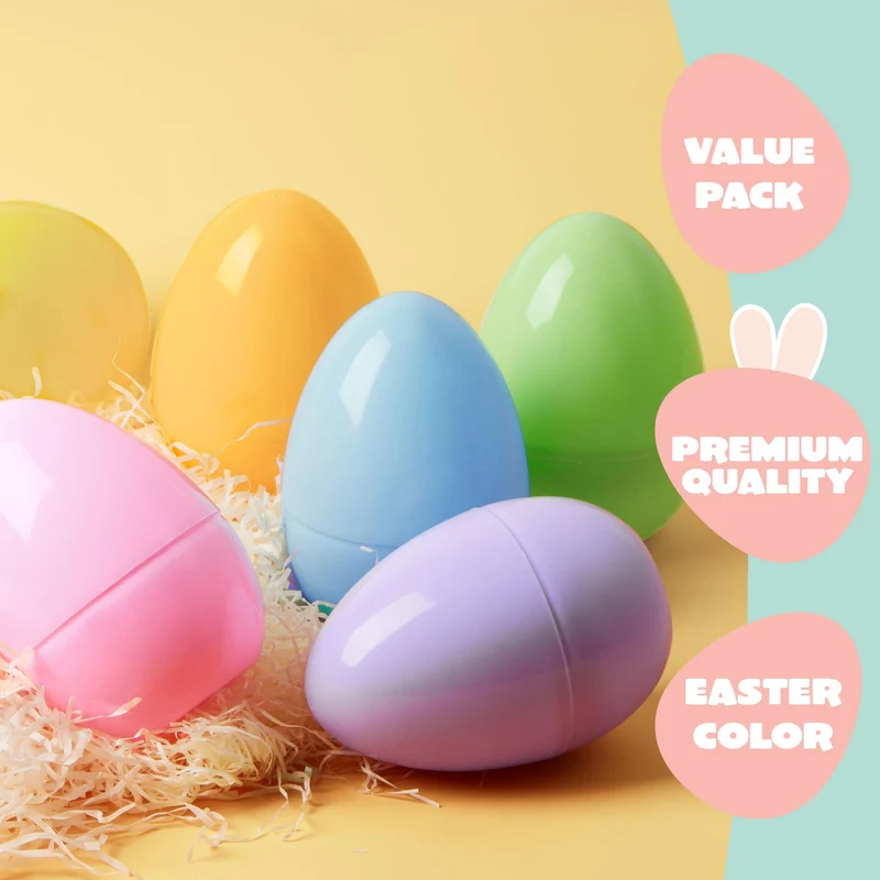 6 Pcs Large Pastel Easter Eggs - 6 Inches Jumbo Plastic Eggs Fillable for Easter Hunt