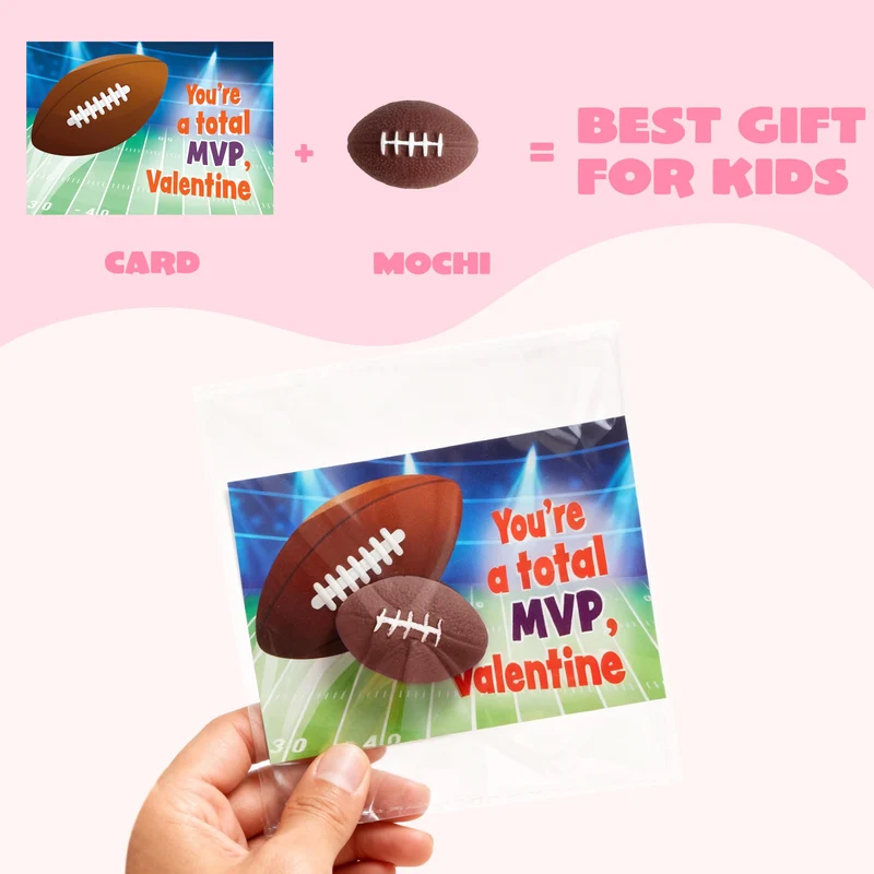 JOYIN 28 Packs Valentines Day Kawaii Sports Ball Mochi Relief Fidget Toy for Kids