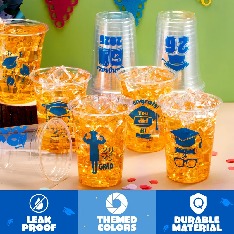 24 Pcs 16OZ Graduation Party Plastic Cups