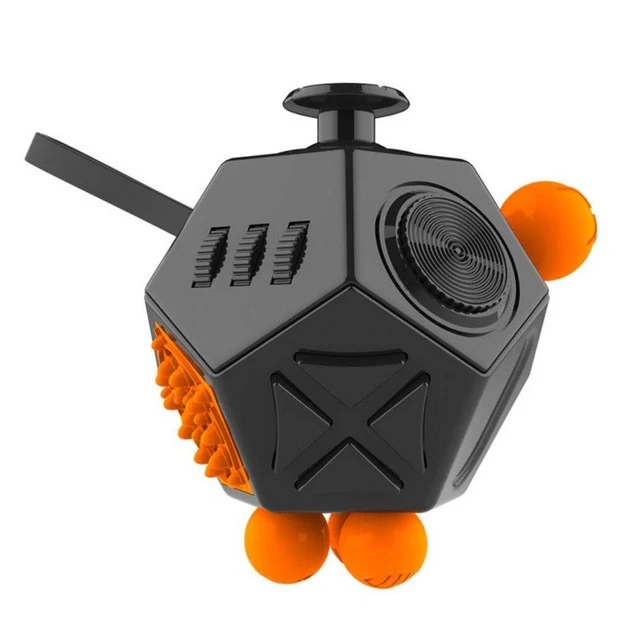 12-Sided Fidget Cube - Black and Orange