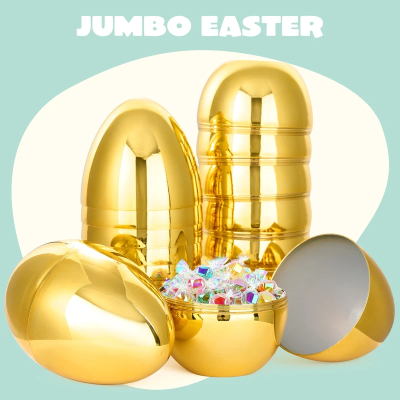 6Pcs 10'' Gold Jumbo Easter Eggs