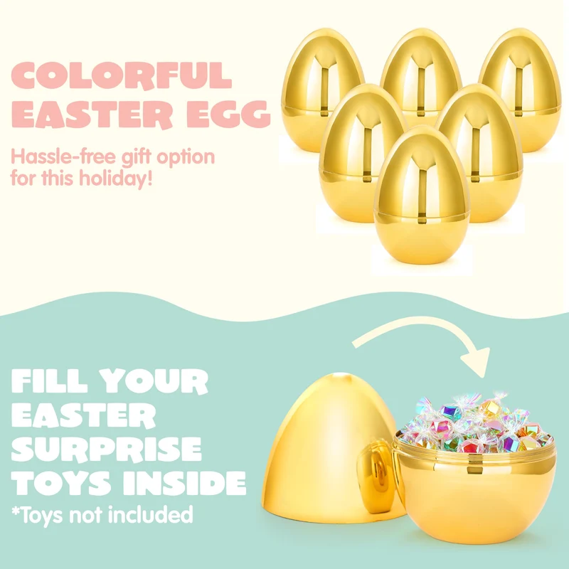 6Pcs 10'' Gold Jumbo Easter Eggs