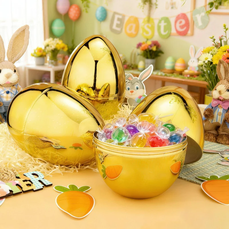 6Pcs 10'' Gold Jumbo Easter Eggs