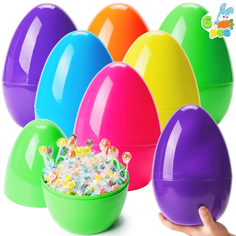 6Pcs 10" Jumbo Plastic Easter Egg Shells Fillable for Easter Egg Hunt