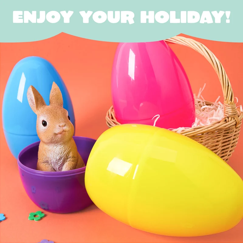 6Pcs 8" Jumbo Plastic Easter Egg Shells Fillable for Easter Egg Hunt