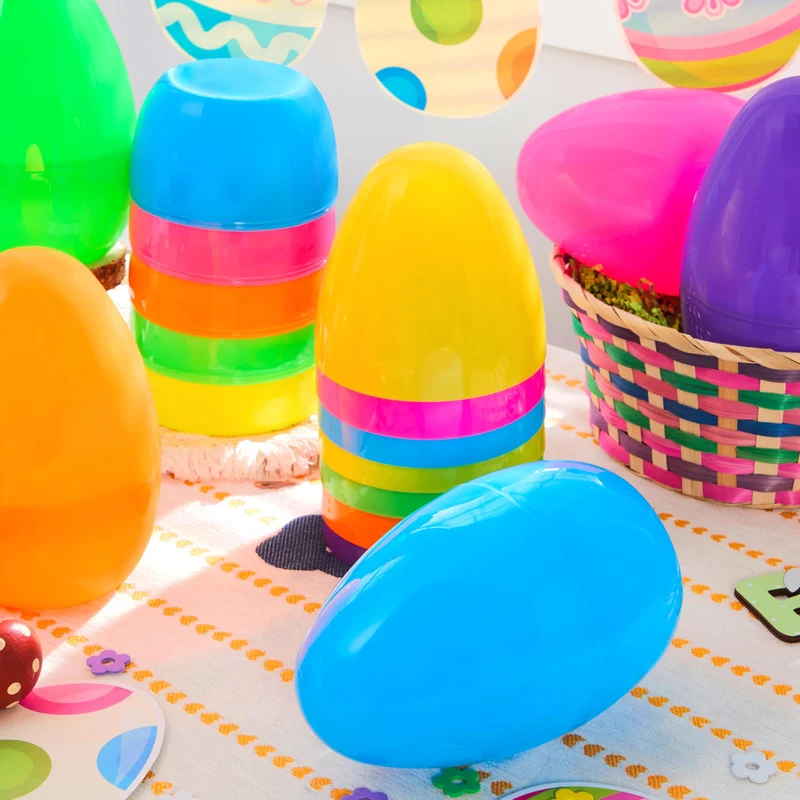 6Pcs 8" Jumbo Plastic Easter Egg Shells Fillable for Easter Egg Hunt
