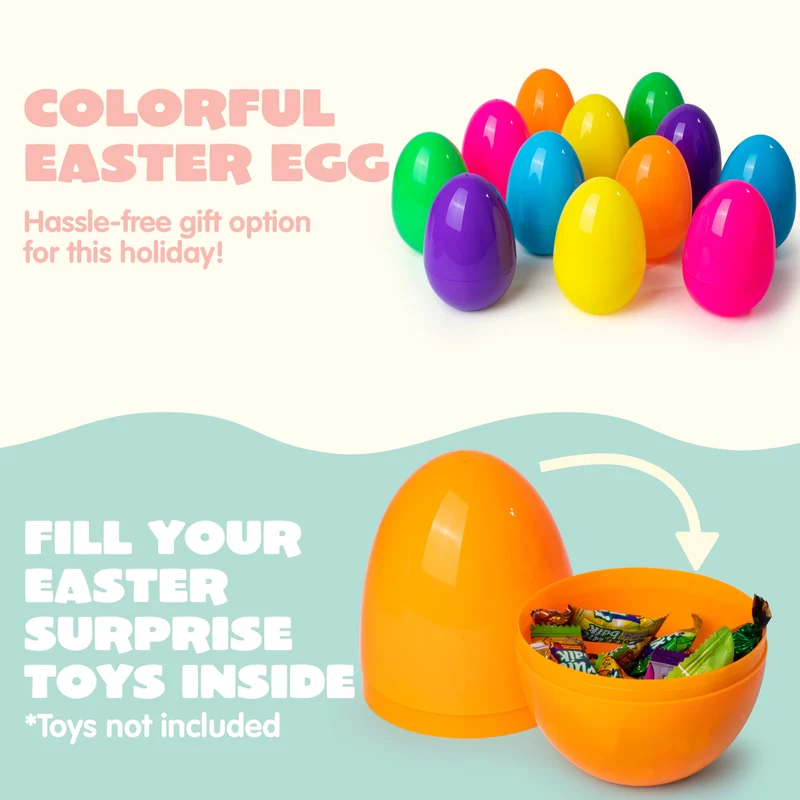 6Pcs 7" Jumbo Colorful Plastic Easter Egg Shells for Easter Egg Hunt