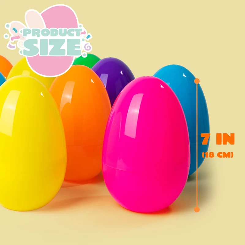 6Pcs 7" Jumbo Colorful Plastic Easter Egg Shells for Easter Egg Hunt