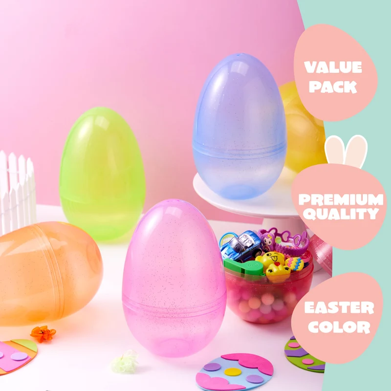 6Pcs 7" Jumbo Plastic Easter Egg Shells for Easter Egg Hunt